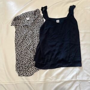 CAbi Navy and Black Floral Blouses